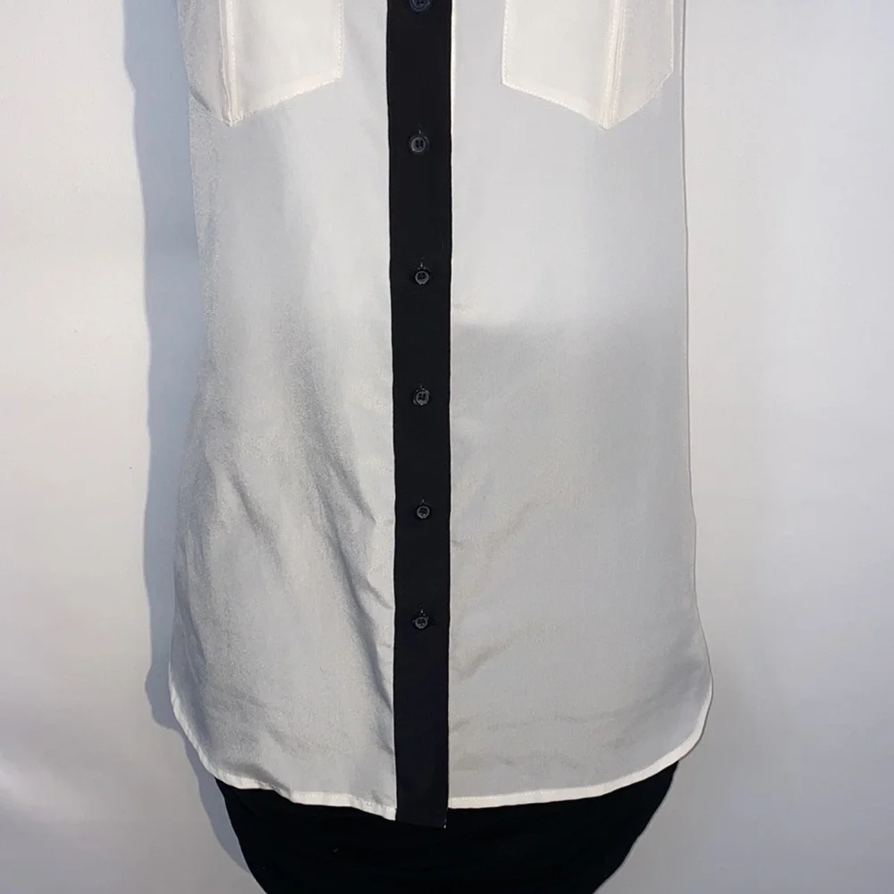 J. Crew sleeveless oversized button down blouse in white with black trim size 6 - Picture 5 of 11
